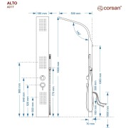 Panel prysznicowy corsan alto termostat srebrny