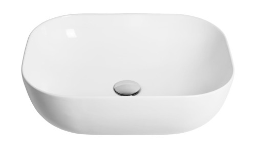 Umywalka nablatowa mono prostokątna 460x320x140 mm z korkiem chrom