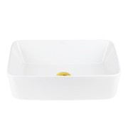 Umywalka nablatowa ango prostokątna 480x295x135 mm z korkiem złotym