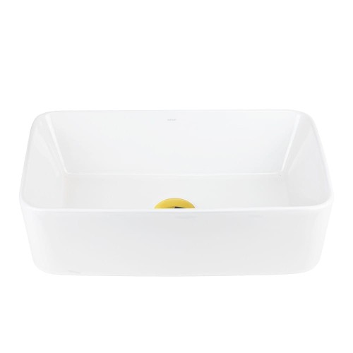 Umywalka nablatowa ango prostokątna 480x295x135 mm z korkiem złotym