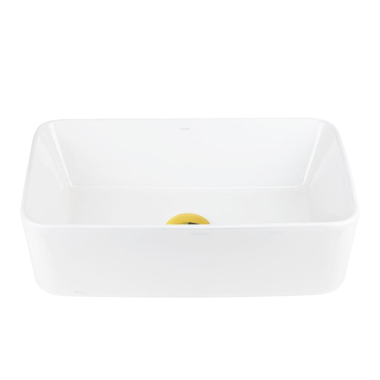 Umywalka nablatowa ango prostokątna 480x295x135 mm z korkiem złotym