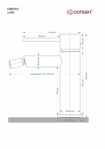 Bateria bidetowa corsan cmb7531ch lugo chromowana