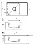Zlewozmywak granitowy 1-komorowy szary metalik Momi Deante