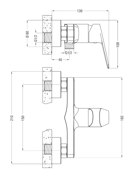 Deante Jasmin Nero Bateria natryskowa bez kompletu natryskowego