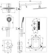 Zestaw prysznicowy podtynkowy z BOXem termostatycznym złoty Deante