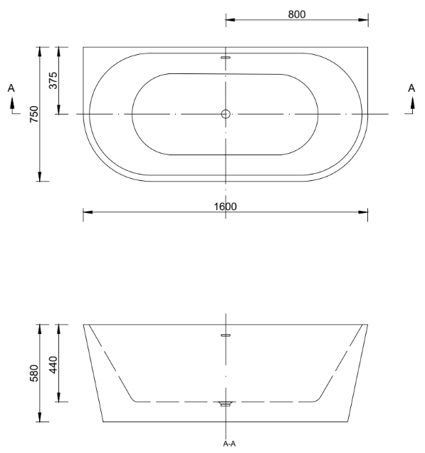 Wanna wolnostojąca EMPORIA EMILIA 160x75x58 cm