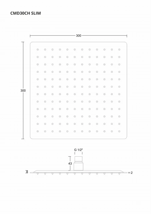 Deszczownica natryskowa corsan cmd30ch slim stalowa kwadratowa 30 cm