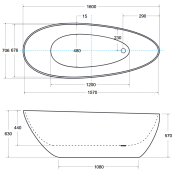 Wanna wolnostojąca Besco GOYA GLAM 160x70 grafitowa