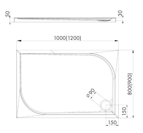 Brodzik prostokątny Canes 80x120 Schedpol Schedline, biały