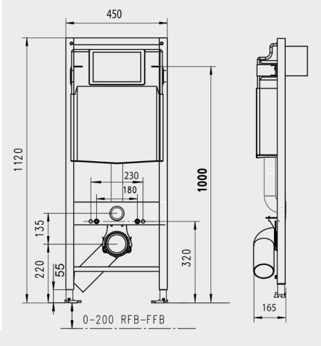 Stelaż podtynkowy WC JOMOTech wąski 45cm Werit Jomo