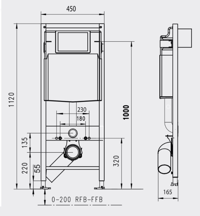 Stelaż podtynkowy WC JOMOTech wąski 45cm Werit Jomo