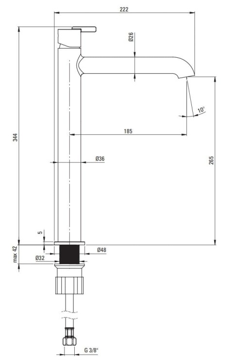 Bateria umywalkowa wysoka Silia Deante alabaster