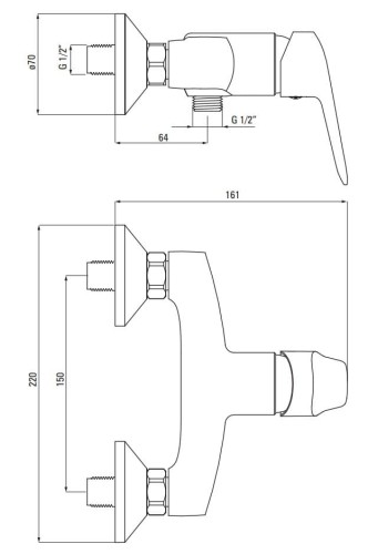 Bateria prysznicowa ścienna Boro nero czarna Deante