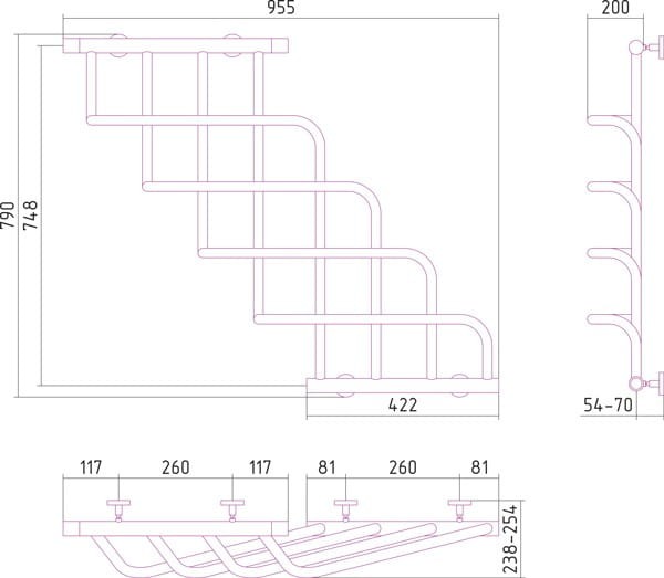 Grzejnik łazienkowy Sunerzha Cascade 70x100cm złoty