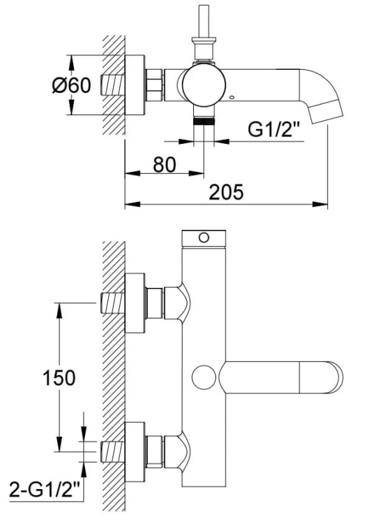 Bateria wannowa natynkowa złota Axel Gold KOHLMAN QW110AGD