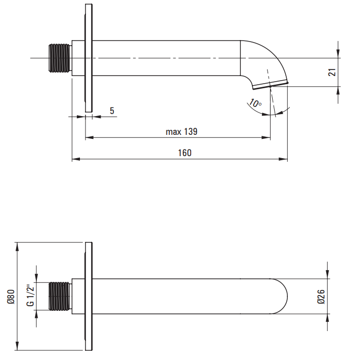 Wylewka wannowa umywalkowa titanium Silia Deante