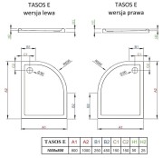 Brodzik asymetryczny Radaway Tasos Plus E 100x80x5x2,5 lewy