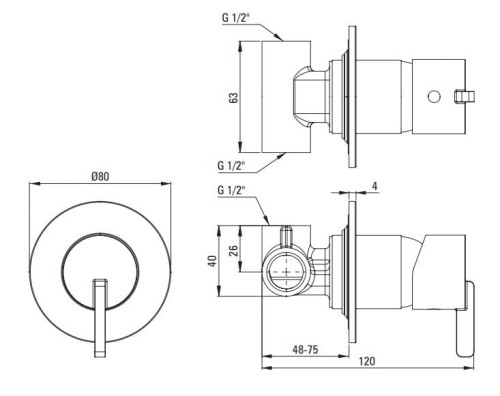 Bateria prysznicowa podtynkowa Silia Deante stal