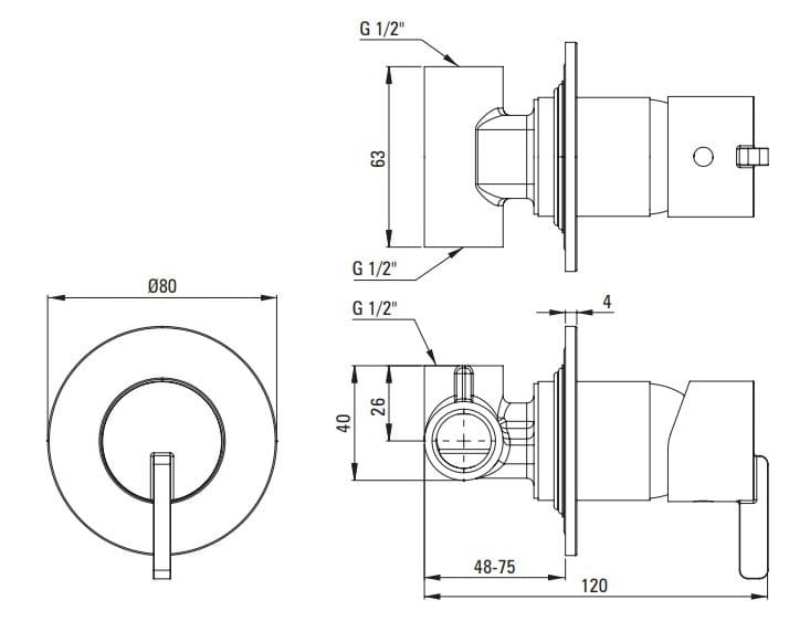 Bateria prysznicowa podtynkowa Silia Deante stal