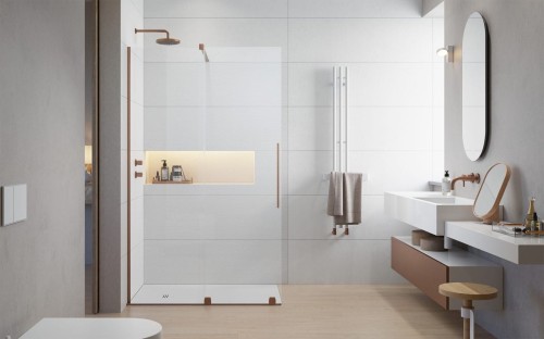 Kabina prysznicowa Furo Brushed Copper Walk-in Radaway lewa