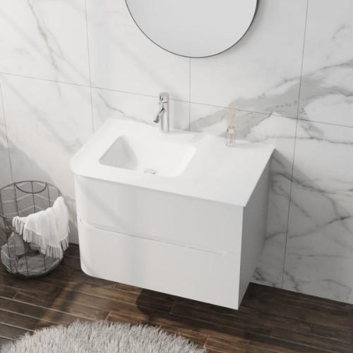 Szafka wisząca z umywalką szklaną Atlanta White 800 Lavita