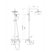 Kolumna prysznicowa lugo cmn01mbslw deszczownica 25cm wylewka obrotowa stal szczotkowana