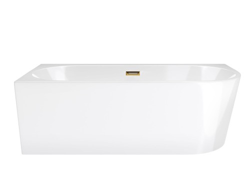 Wanna wolnostojąca narożna corsan intero 150 x 74 z szeroką krawędzią montaż lewostronny korek klik-klak złoty