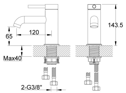 Bateria umywalkowa czarna stojąca Axel Black KOHLMAN QB100AB
