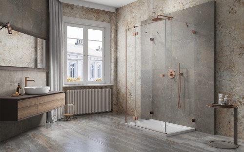 Kabina prysznicowa Essenza Pro Brushed Copper KDJ+S Radaway lewa miedź