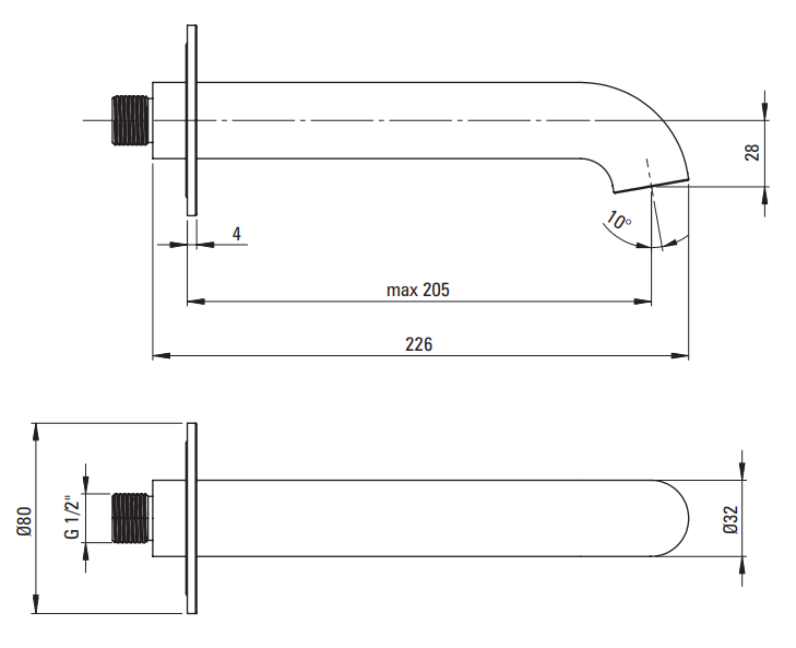Wylewka wannowa brąz szczotkowany Silia Deante