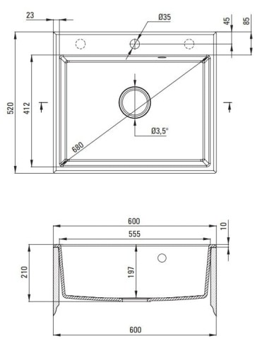 Zlewozmywak granitowy 1-komorowy grafit metalik Andante Deante