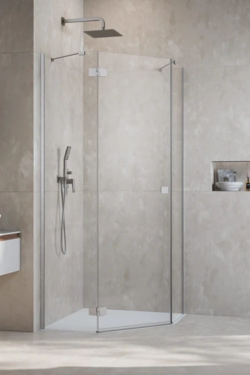 Kabina pięciokątna Radaway Essenza 8 Brushed Nickel PTJ lewa