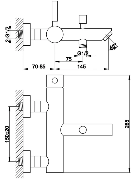 Bateria wannowa ścienna Roxin Black KOHLMAN QW110RB czarna