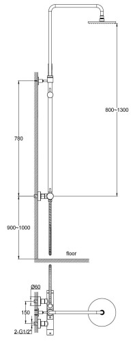 Zestaw prysznicowy natynkowy Axel KOHLMAN chrom QW276A