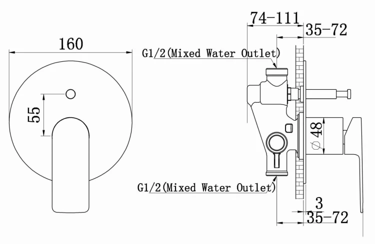 Bateria wannowa podtynkowa KOHLMAN Proxima QW210P