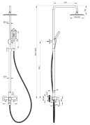 Deszczownica z baterią prysznicową nero czarna Blur Deante
