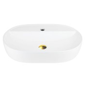 Umywalka nablatowa olvena uc5658gl 600x400x120mm otwór na baterię złoty korek