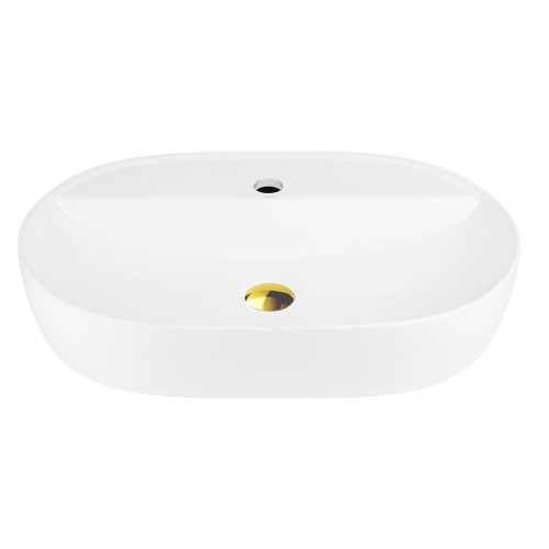 Umywalka nablatowa olvena uc5658gl 600x400x120mm otwór na baterię złoty korek