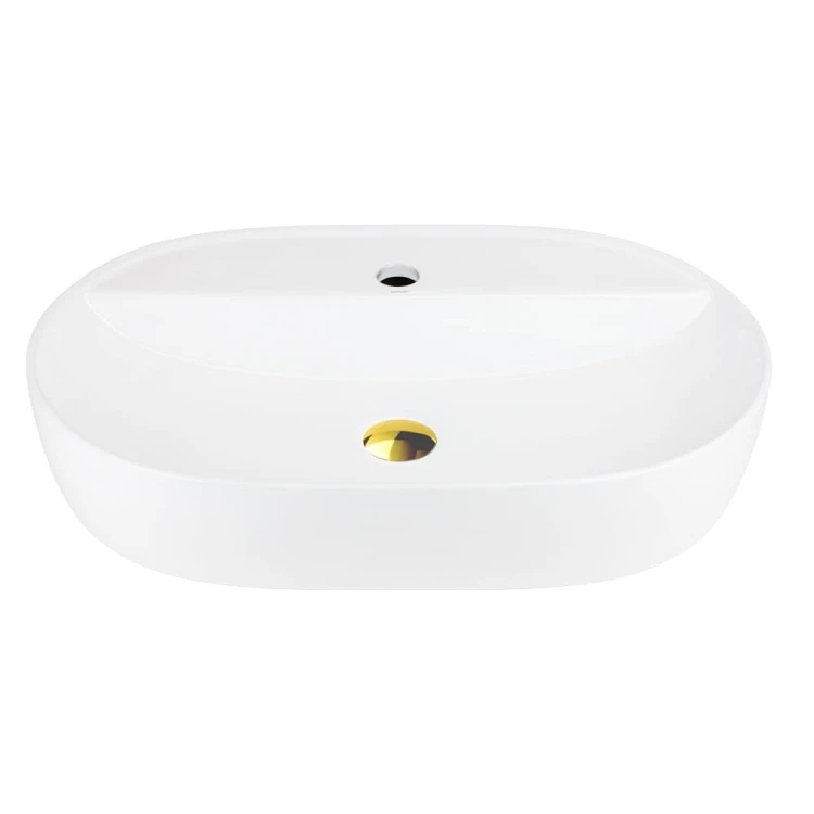 Umywalka nablatowa olvena uc5658gl 600x400x120mm otwór na baterię złoty korek