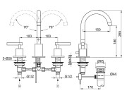 Bateria umywalkowa 3-otworowa KOHLMAN Roxin QB200R