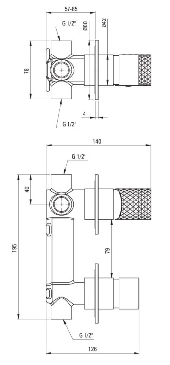 Bateria prysznicowa podtynkowa stal szczotkowana Silia Hexa Deante