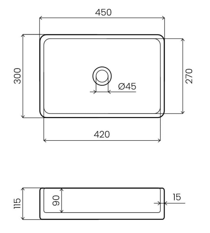 Umywalka kamienna nablatowa Etna mini AD naturalnie czarny granit