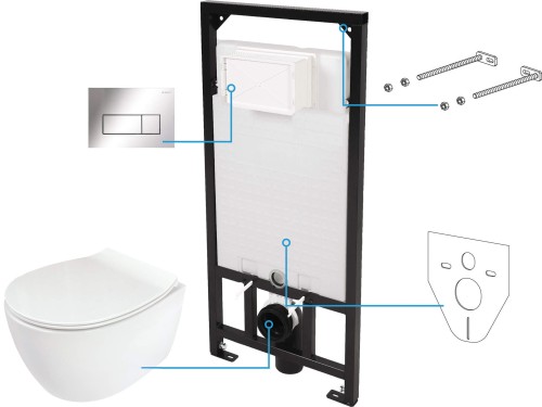 Zestaw WC podtynkowy 6 w 1 Silia Deante przycisk chrom