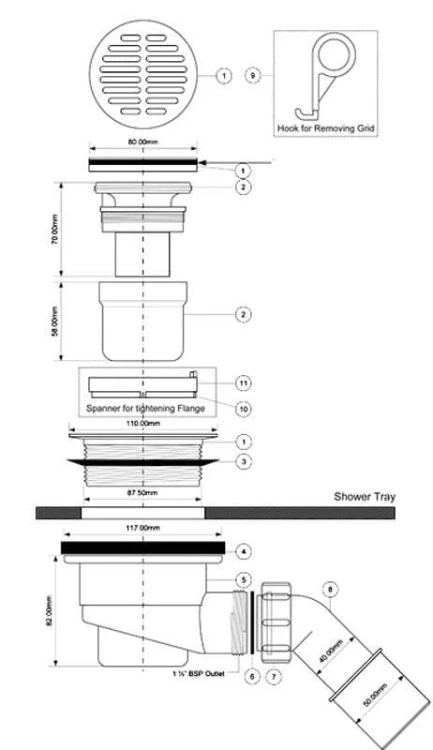 Syfon brodzikowy HC27-CPB chrom