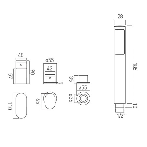 Bateria wannowa jednouchwytowa trzyotworowa bez wylewki Vado Life