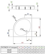 Brodzik półokrągły Radaway Patmos A Compact 90x90