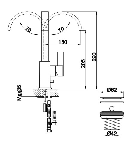 Bateria umywalkowa stojąca KOHLMAN Dexame QB150D