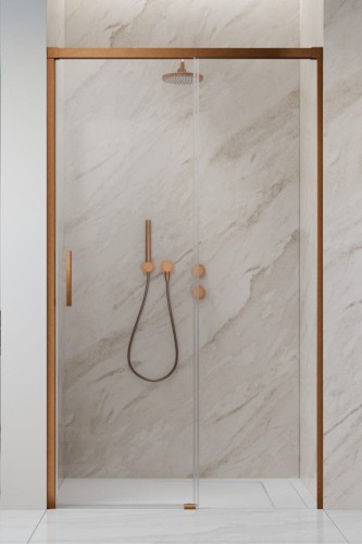Drzwi prysznicowe Idea Brushed Copper DWJ Radaway prawe przejrzyste