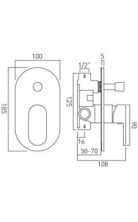 Bateria prysznicowa podtynkowa z przełącznikiem Vado Life