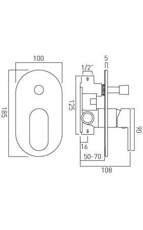 Bateria prysznicowa podtynkowa z przełącznikiem Vado Life